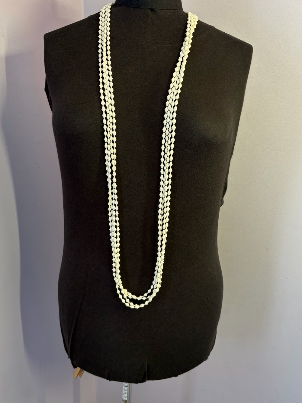 Vintage Plastic Diamond Shape Bead 4 Strand Necklace